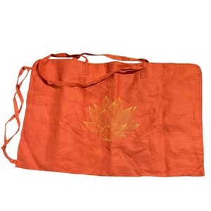 Pranamat ECO Linen Tote Bag in Amber Orange Lotus Embroidered Acupuncture